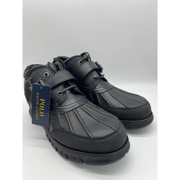 Polo Ralph Lauren Dover III Black Leather Lace Up Buckle Boots Men’s Size 14D - Picture 11 of 16